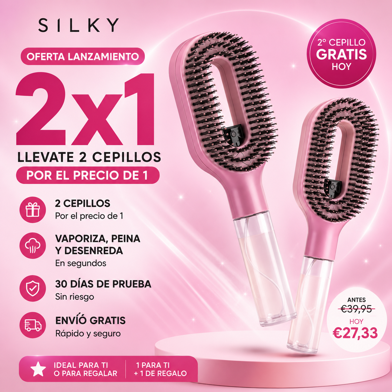 Cepillo desenredante 2 en 1