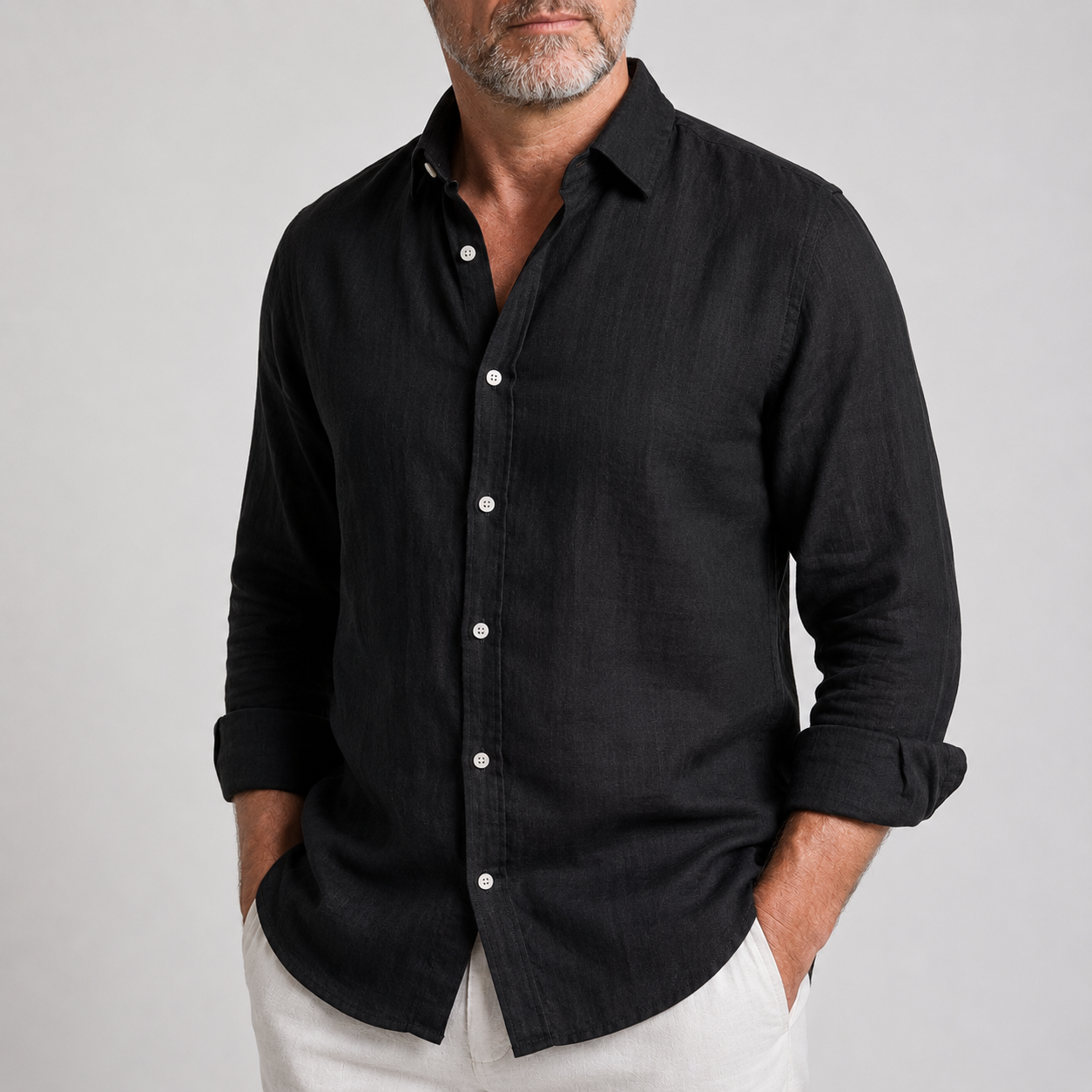 Camisa de lino cómoda y flexible para hombre