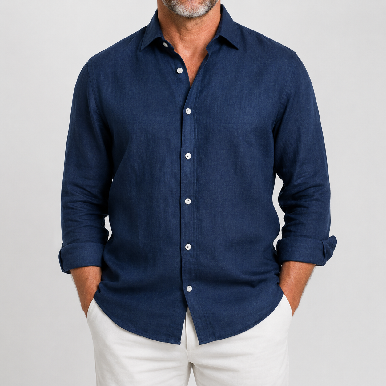 Camisa de lino cómoda y flexible para hombre